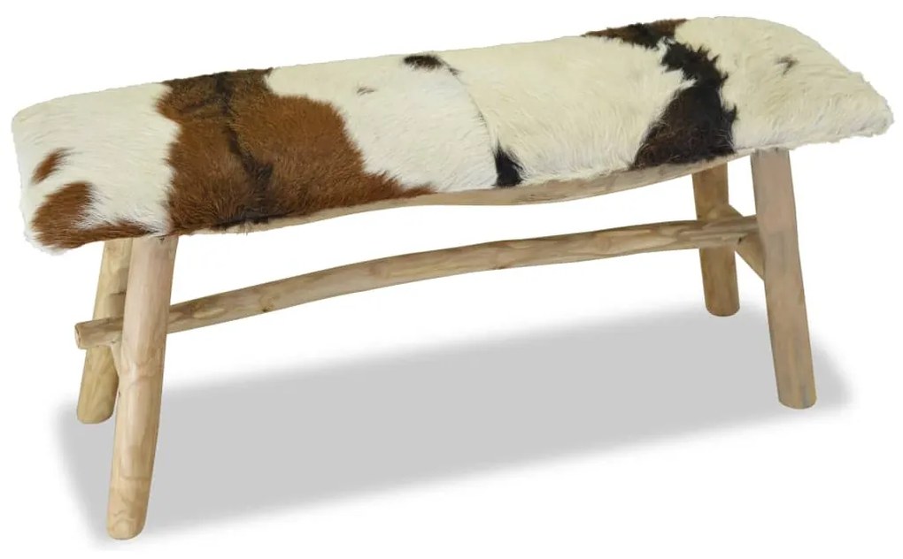 244547 vidaXL Bancă din piele naturală și tec