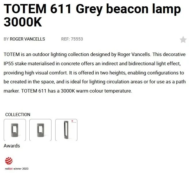 Stalp LED de exterior IP55 TOTEM 60cm Grey 3000K