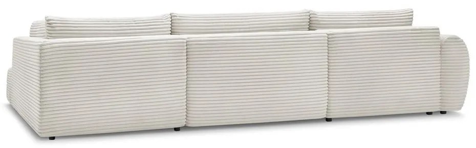 Colțar crem extensibil/cu spațiu de depozitare cu tapițerie din catifea reiată (cu colț pe partea dreaptă/în formă de "U") Lucien – Bobochic Paris