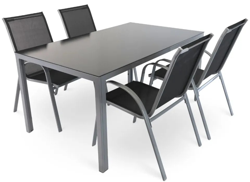Set gradina Lucio 2, dreptunghi - 4 locuri, negru / gri
