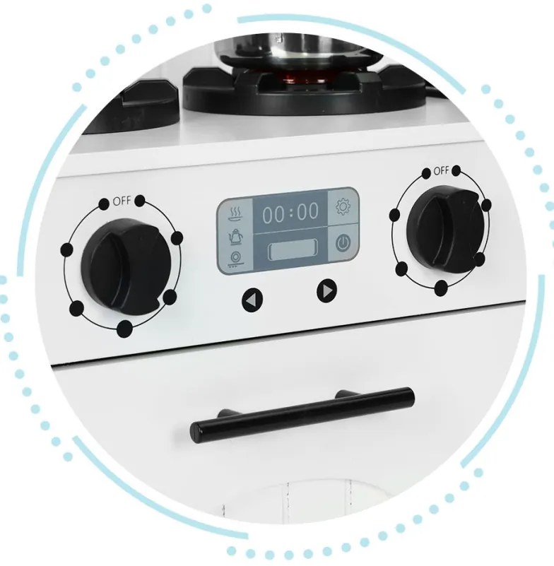 Bucătărie pentru copii din lemn, cuptor, arzătoare cu microunde, accesorii