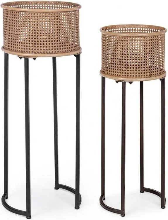 Set de 2 jardiniere, suport si vas metalic pentru flori 0746629 BZ