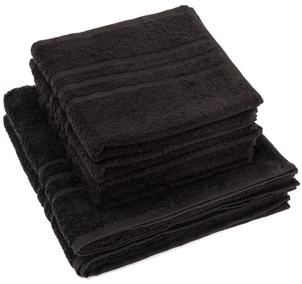 Set de prosoape Classic negru, 4 buc. 50 x 100 cm, 2 buc. 70 x 140 cm, 4 bucăți 50 x 100 cm, 2 bucăți 70 x 140 cm