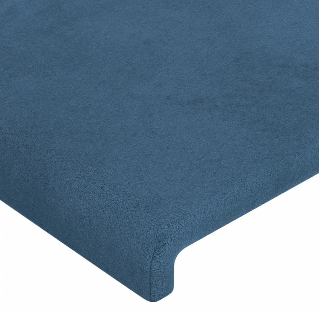 Cadru de pat cu tablie, albastru inchis, 90x190 cm, catifea Albastru inchis, 90 x 190 cm, Design simplu