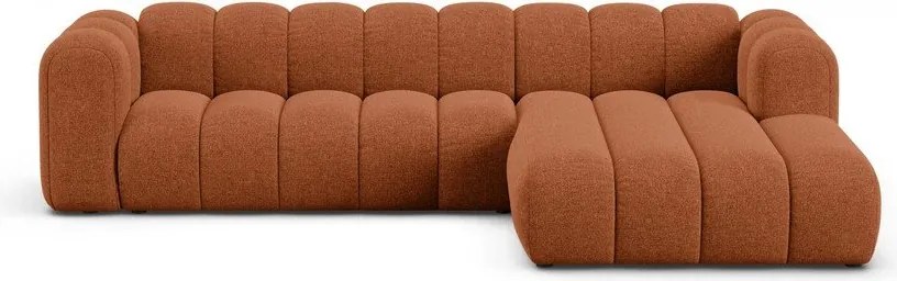 Colțar cărămiziu cu tapițerie din chenille (cu colț pe partea dreaptă/cu șezlong) Lupine – Micadoni