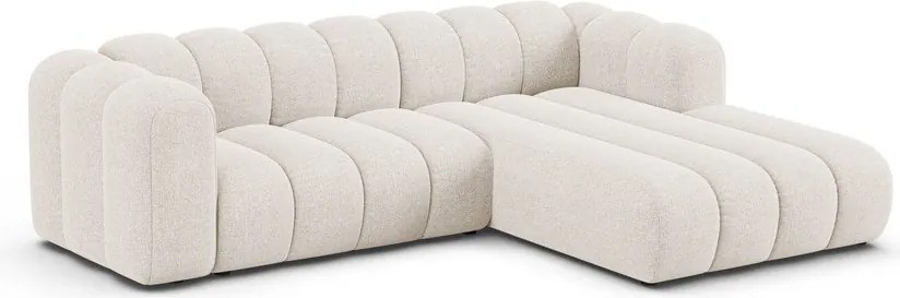 Colțar crem cu tapițerie din chenille (cu colț pe partea dreaptă/cu șezlong) Lupine – Micadoni