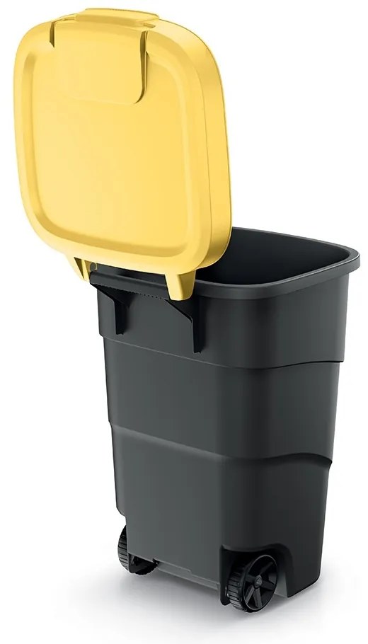 Container de gradina cu roti rezistente 95 l, galben/antracit