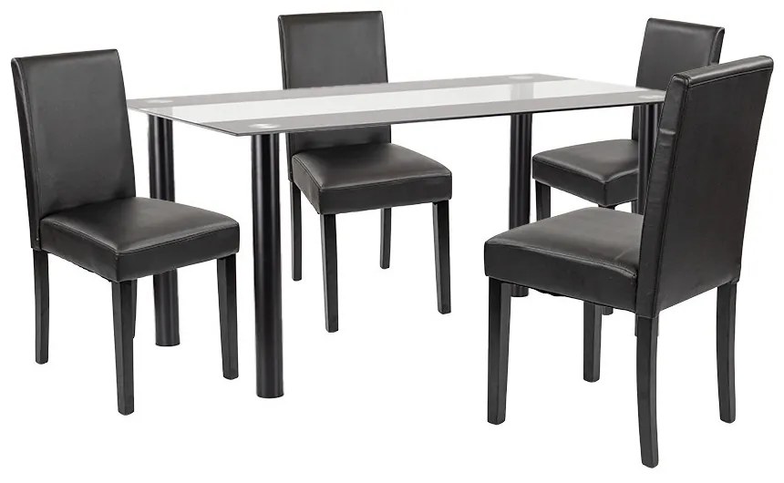 Set de masă Cadiz 4+1 negru-negru