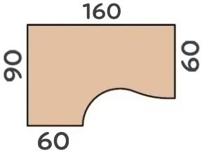 Birou ergonomic Impress 160 x 90 cm, stanga, stejar sonoma