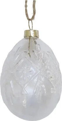 Decorațiune ou de Paște din sticlă transparentă cu șnur din iută, H7 cm, Ø5 cm