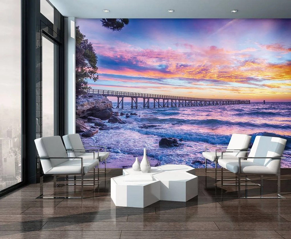 Fototapet - Apus de soare deasupra mării (254x184 cm)