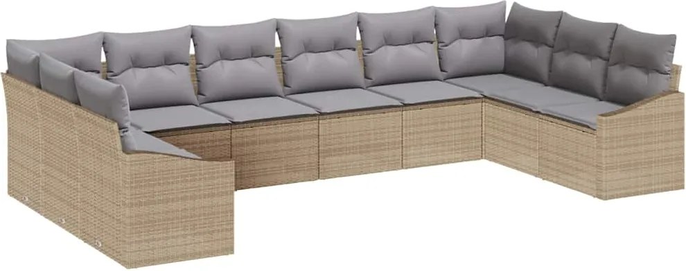 vidaXL Set de canapele pentru grădină 10 pcs Beige și gri deschis