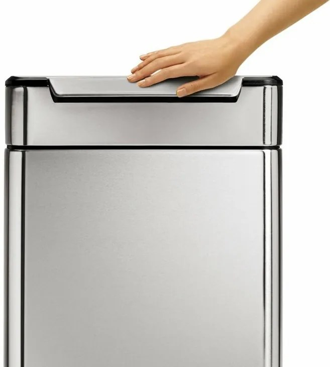Cos tactil patrat pentru deseuri sortate 24 + 24 l otel mat, inox