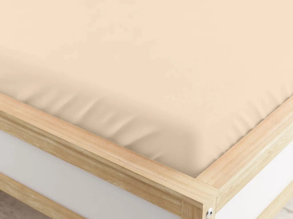 Cearsaf din microfibra cu elastic, culoare bej deschis 90 x 200 cm
