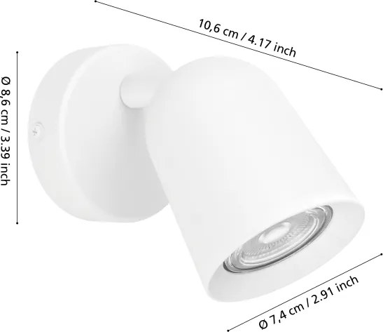 Eglo 901945 - Aplică spot de perete CAMALDOLI 1xGU10/5W/230V albă