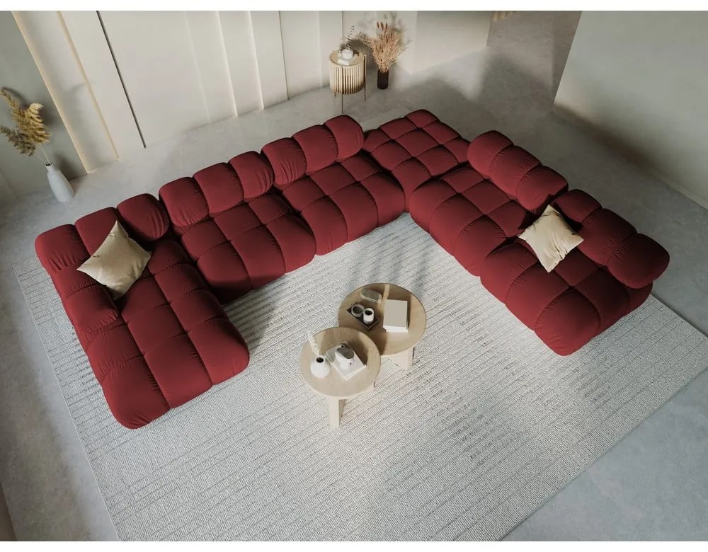 Canapea roșie cu tapițerie din catifea 379 cm Bellis – Micadoni Home