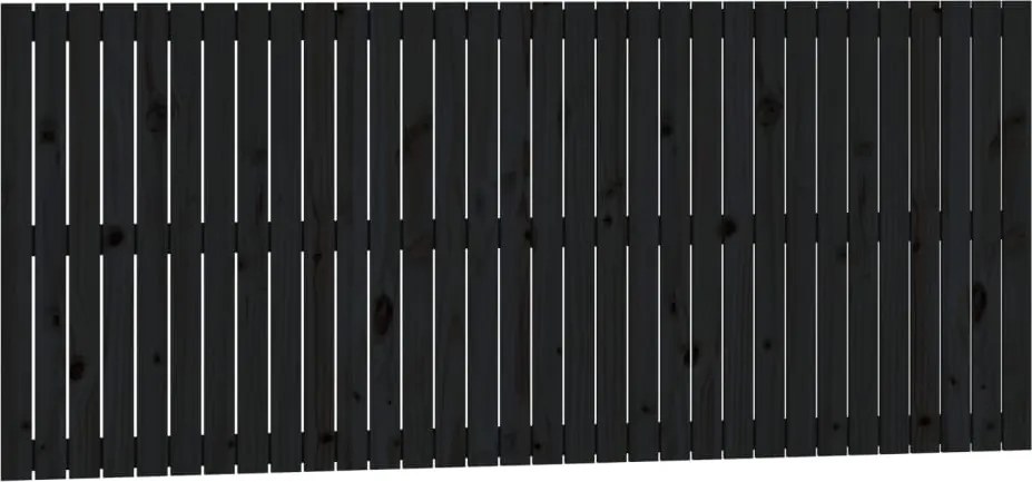 vidaXL Tăblie de pat pentru perete, negru, 204x3x90 cm, lemn masiv pin