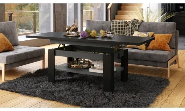 Masă extensibilă de cafea/masă de dining ROY cu blat elevabil, negru/antracit