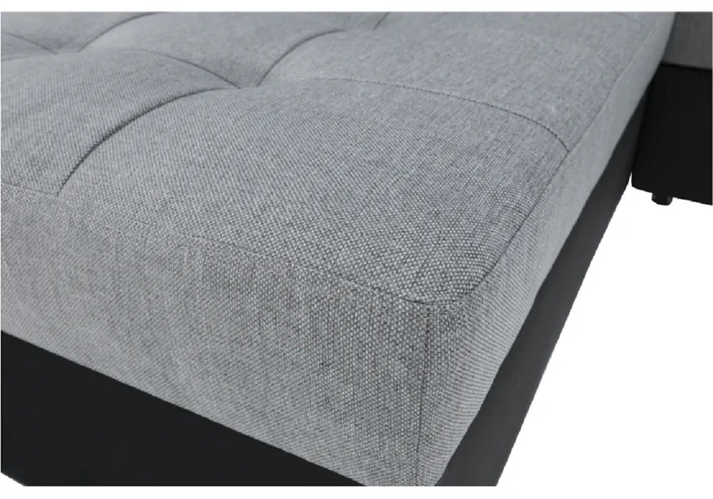 Colţar extensibil, piele ecologică negru/material textil gri deschis, dreapta, VASTO