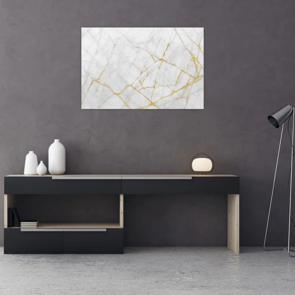 Tablou - Marmură alb- auriu (90x60 cm)