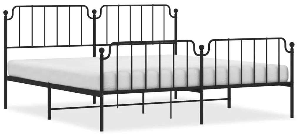 373911 vidaXL Cadru pat metalic cu tăblii de cap/picioare , negru, 193x203 cm