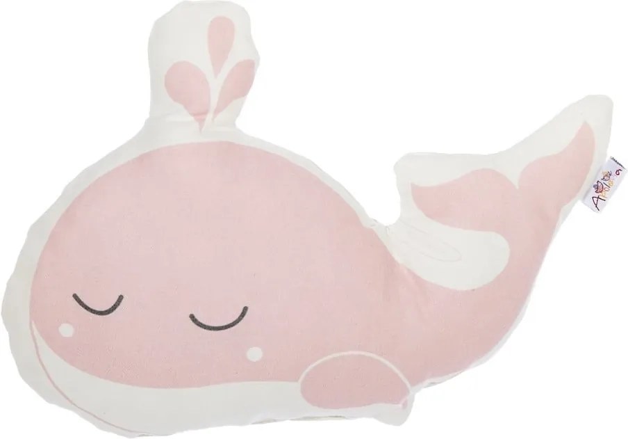 Pernă din amestec de bumbac pentru copii Mike & Co. NEW YORK Pillow Toy Whale, 35 x 24 cm, roz