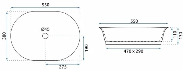 REA-U3305 - Lavoar pentru blat WILMA RUSTIC 38x55 cm ceramică/cupru