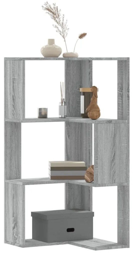 vidaXL Bibliotecă cu 3 niveluri gri sonoma 50x50x102 cm lemn prelucrat