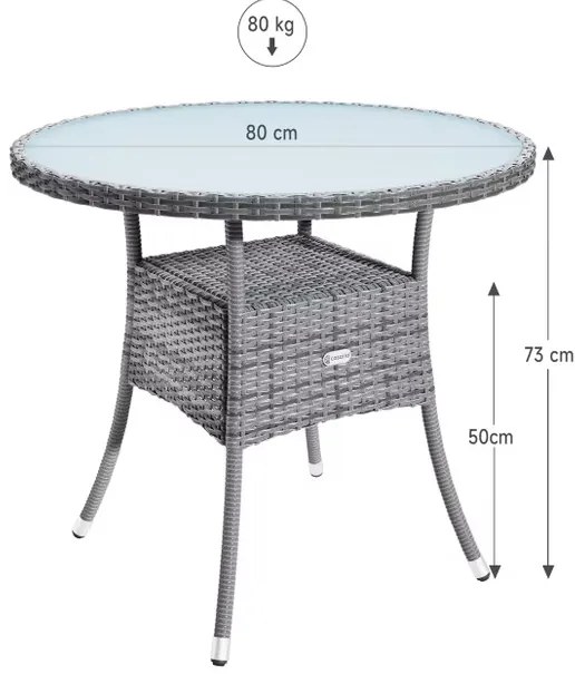 Deuba Masă de ratan Ø80 cm - gri
