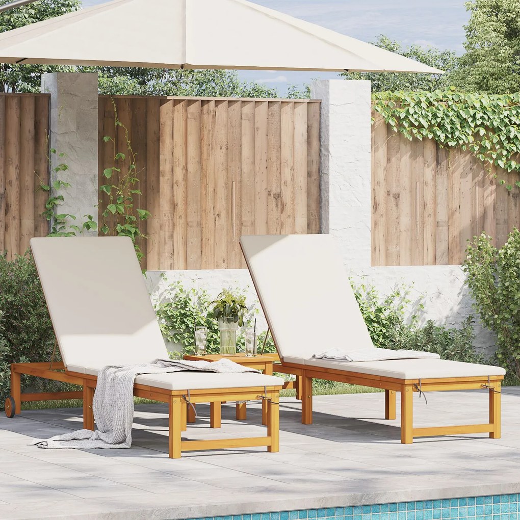 vidaXL Șezlong 2 pcs Maro 53 x 202 x 89cm Lemn masiv de acacia