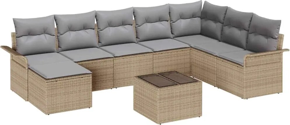 vidaXL Set de canapele pentru grădină cu pernă 9 pcs Negru Rattan poli