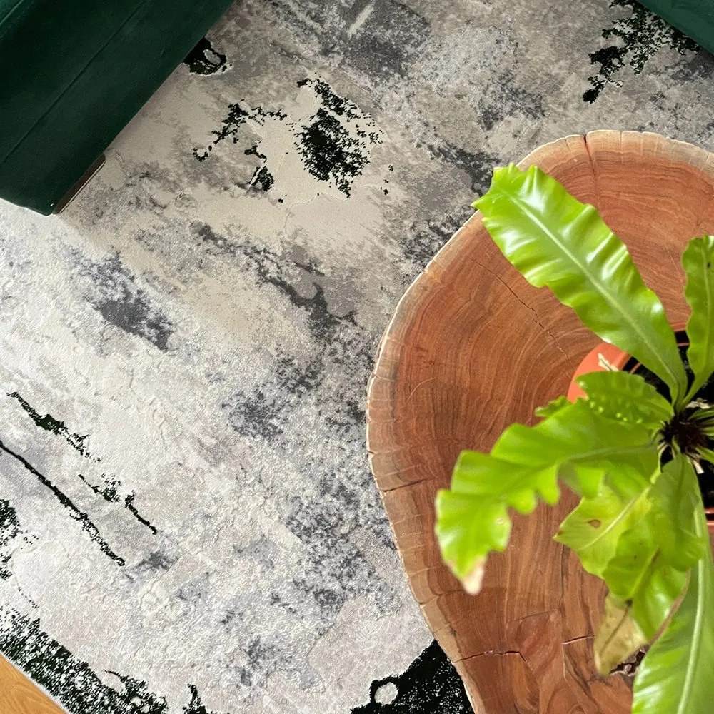 125x200 cm Covor Modern Premium, 70% Polyester și 30% Polipropilenă , Design Modern, Verde Smarald, Densitate 2500 gr/m2