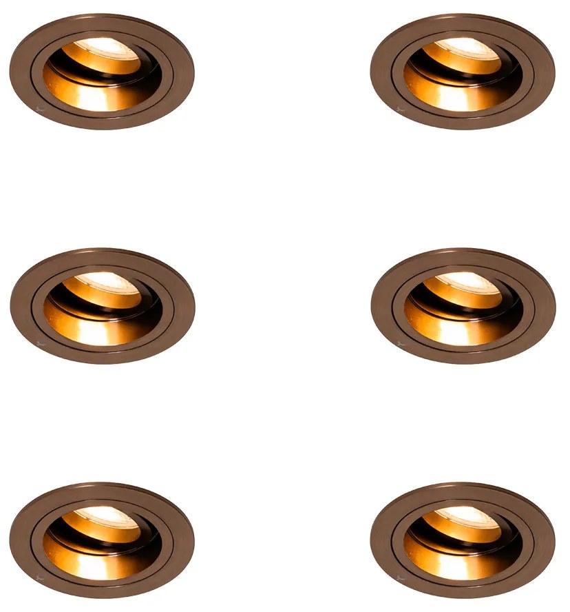 Set de 6 spoturi încastrate bronz închis rotunde reglabile - Chuck