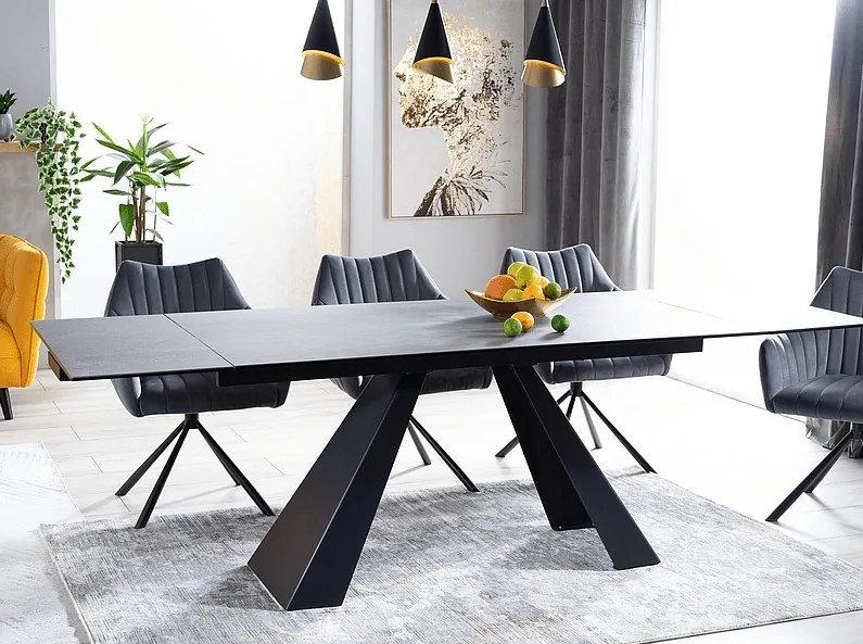 Masa extensibila Salvadore Ceramic gri ANTHRACITE/negru mat L160-240 cm