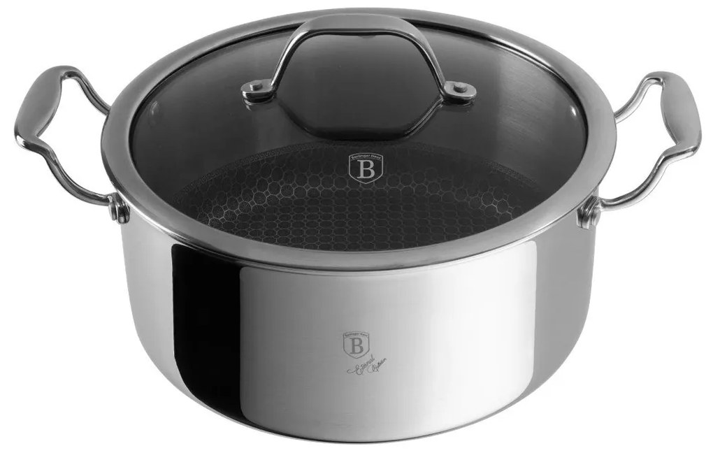 Oală inox antiaderentă 24 cm, 4.5 L Berlinger Haus BH 8509, Eternal Collection, cu strat durabil Eterna, curățare rapidă