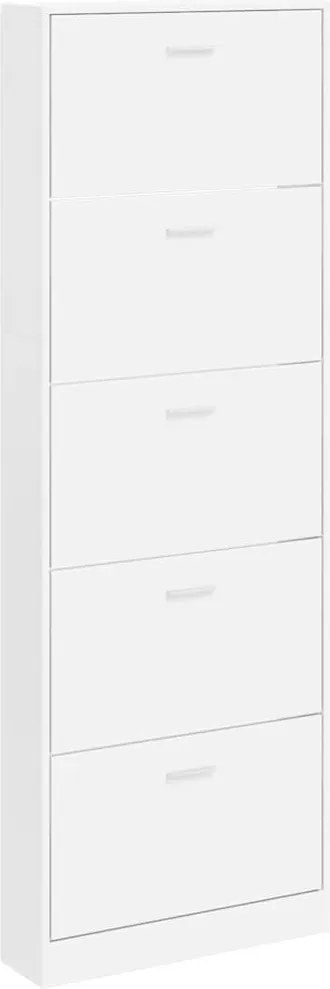 vidaXL Pantofar cu 5 compartimente din lemn, alb