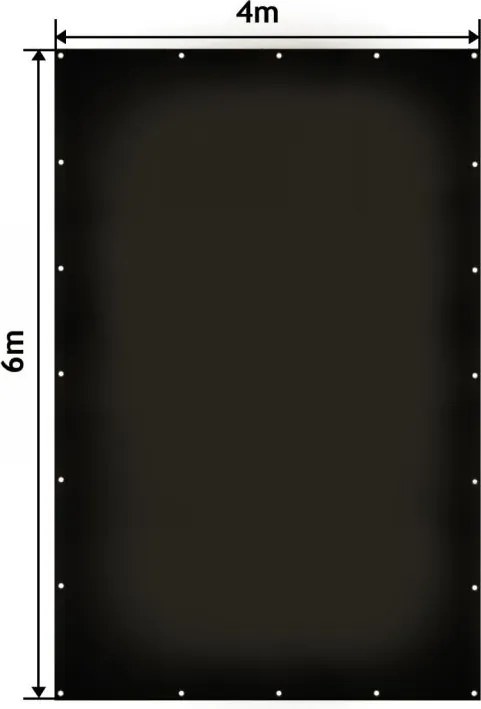 JAGO Prelata 650 g/m², ochiuri de aluminiu, negru, 4 x 6 m