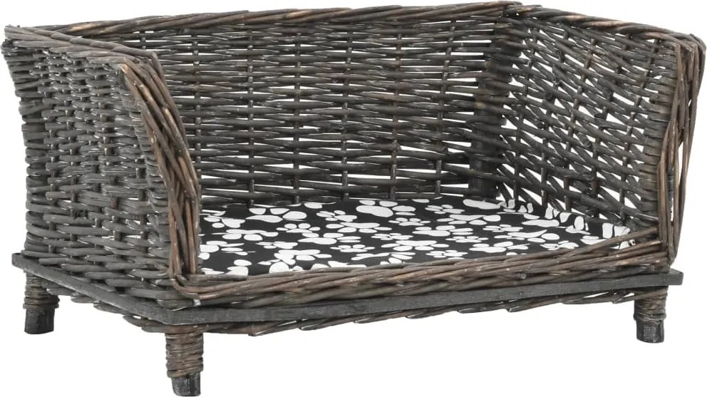 vidaXL Coș pentru câini cu pernă, gri, 50x33x30 cm, salcie naturală