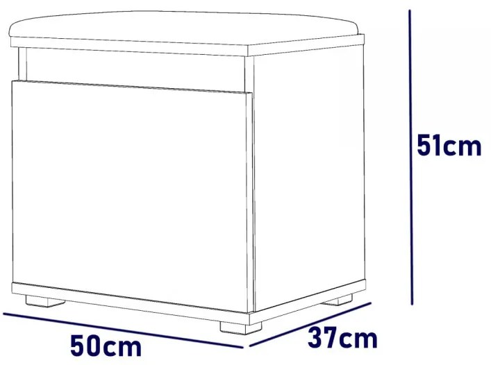 BAM508 - Banca 50x37x51 cm, Pantofar pentru Hol, pantofi, depozitare - Sonoma cu tapiterie Gri/Albastru/Verde