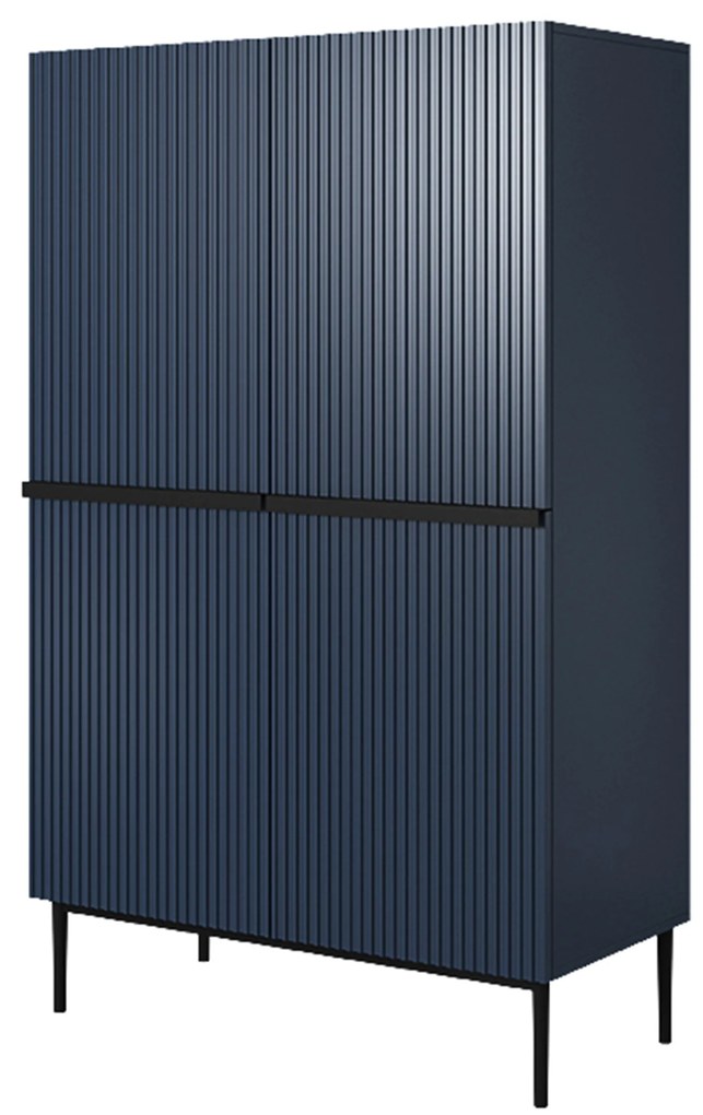 Bufet Nicole 100 cm cu mânere și picioare metalice - bleumarin / picioare negre