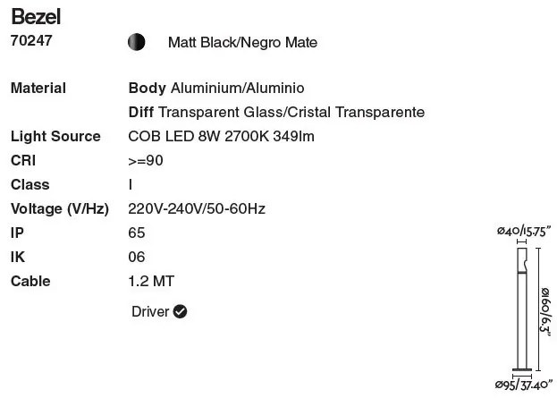 Stalp LED modern iluminat exterior ambiental IP65 BEZEL 60cm