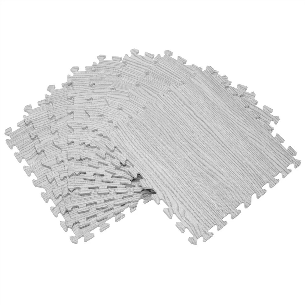 Covor pentru protectie pardoseala Puzzle 8 bucati Aspect lemn gri