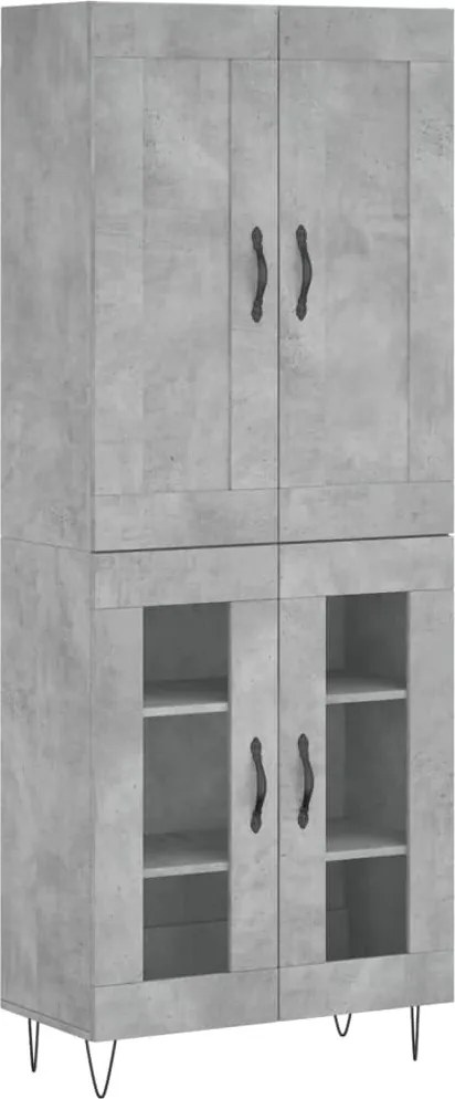 vidaXL Dulap înalt, gri beton, 69,5x34x180, lemn compozit