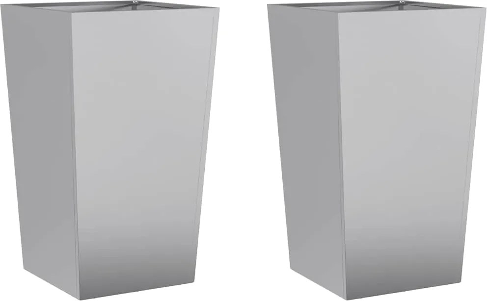 vidaXL Jardiniere grădină, 2 buc., 45x45x75 cm, oțel galvanizat