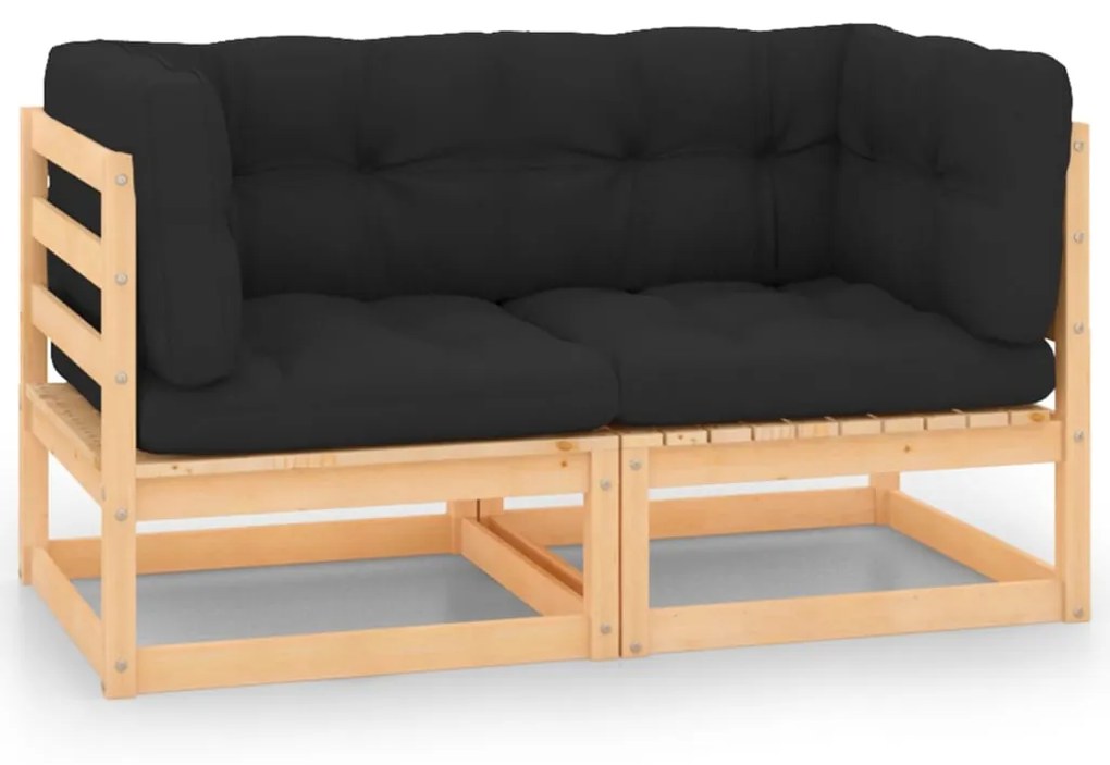 vidaXL Canapele de colț de grădină cu perne, 2 buc., lemn masiv de pin