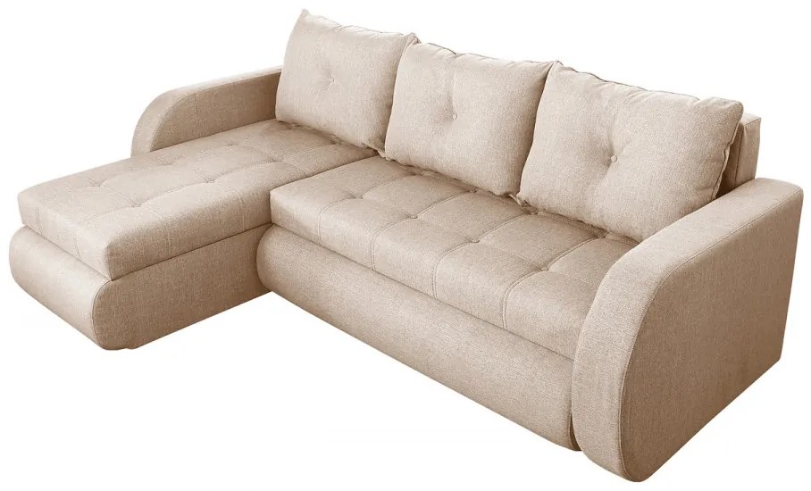 Coltar extensibil reversibil Genoa Lux Cream 243x141x81 cm cu lada de depozitare