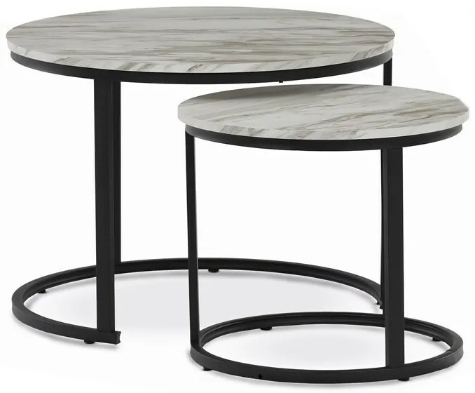 Set de măsuțe de conferință, marmură albă, 2 buc.