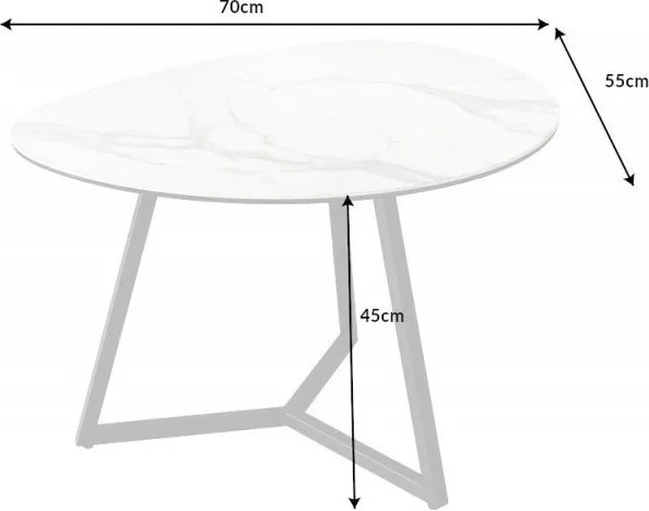 Masuta moderna Marvelous alb 70cm