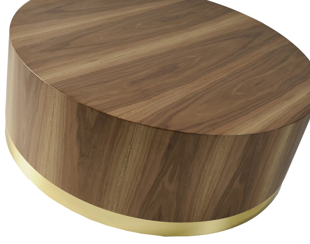 Set masute moderne rotunde din lemn cu auriu (40x40x41) si (90x90x35)