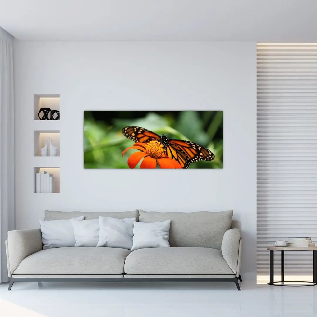 Tablou cu fluture pe floare (120x50 cm)